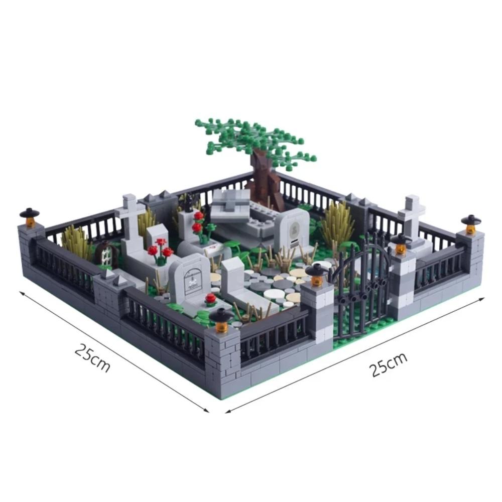 Halloween Scene Building Blocks MOC Cemetery Tombstone Mouse Pumpkin Car Vampire Throne Fireplace Bat Light Candle Toy Gift A040