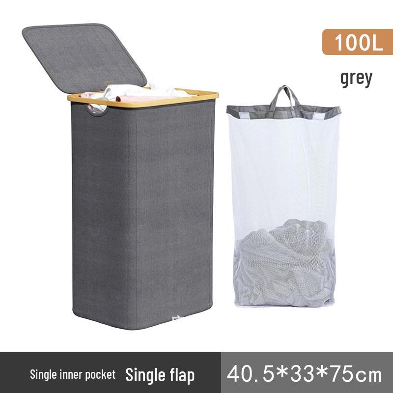 Foldable Large-Capacity Laundry Hamper with Lid and Inner Bag