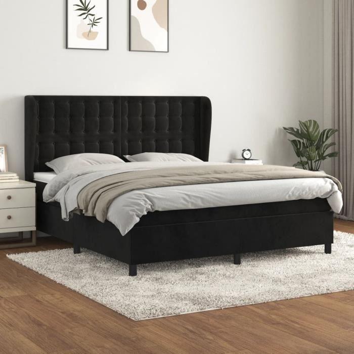 VidaXL Lit à sommier tapissier et matelas Noir 160x200 cm Velours - Modèle 3129461