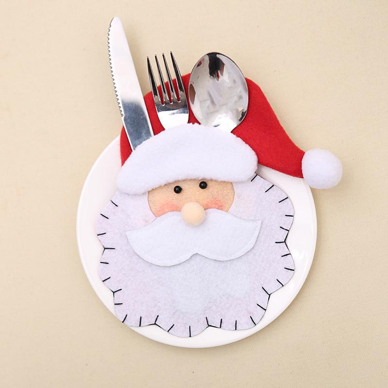 Christmas Santa Eyecatching Fork And Holder Set Unique Non Woven Fabric Design