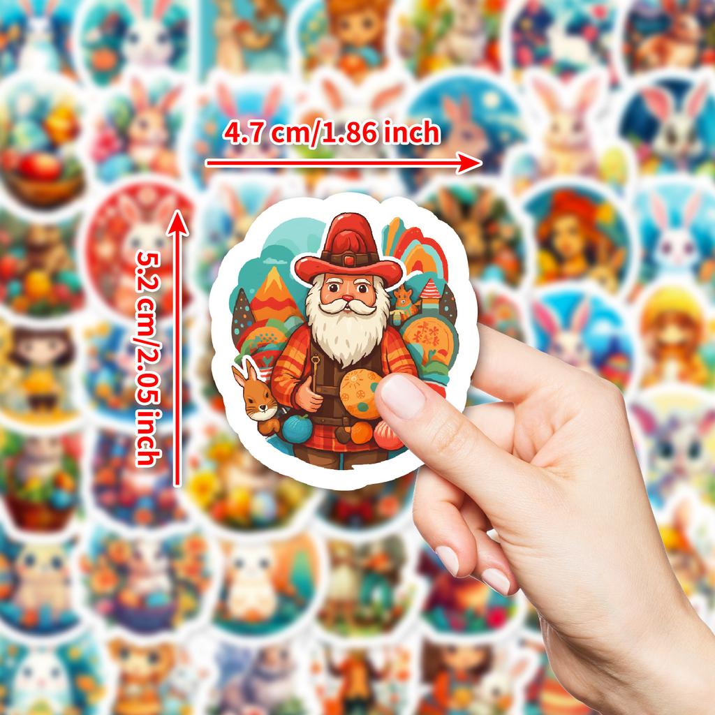 50Pcs Easter Stickers Set - Cute Cartoon Rabbit Graffiti Decals for Decor