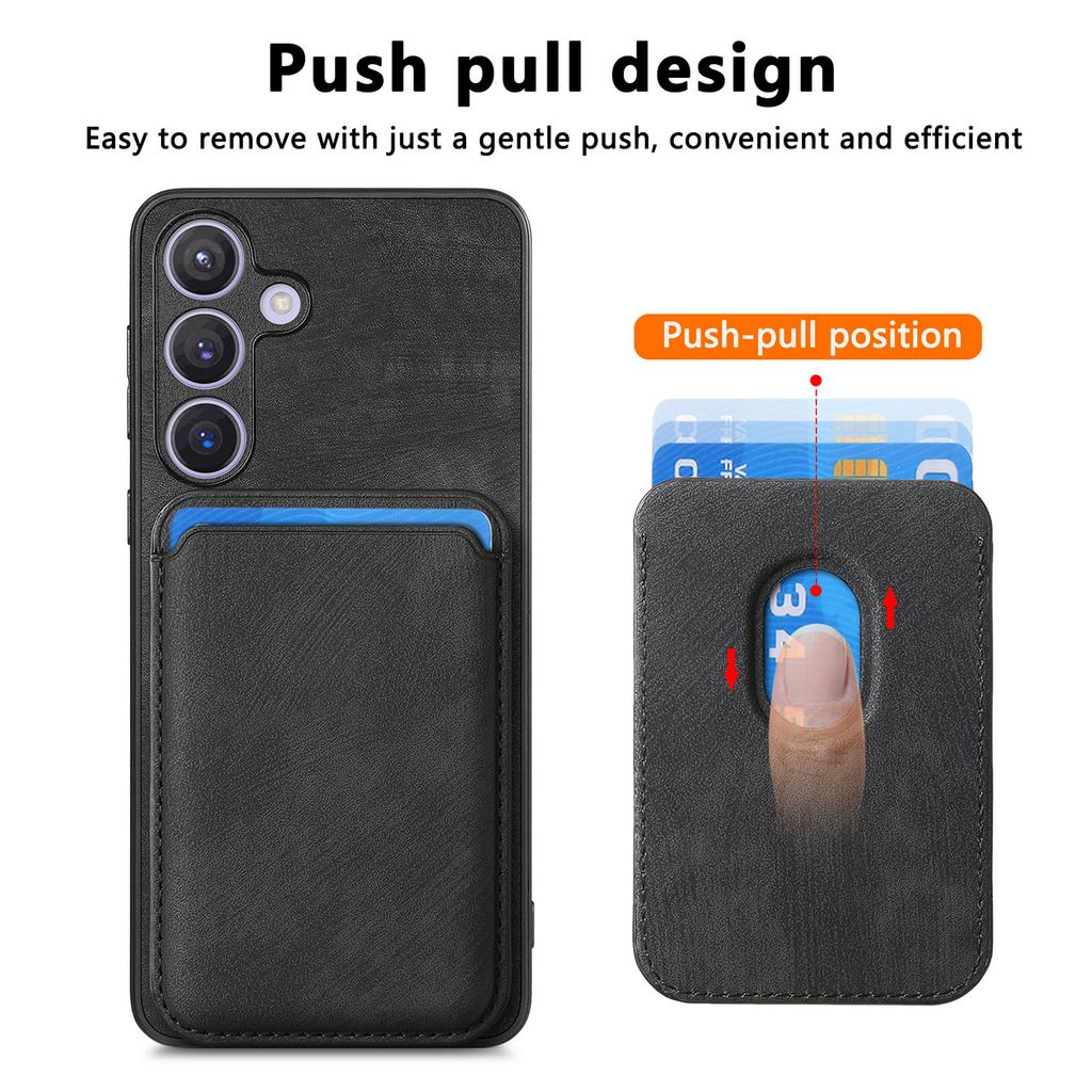 For Samsung Galaxy S24 Case Compatible with MagSafe Leather Back Cover with Detachable Card Holder