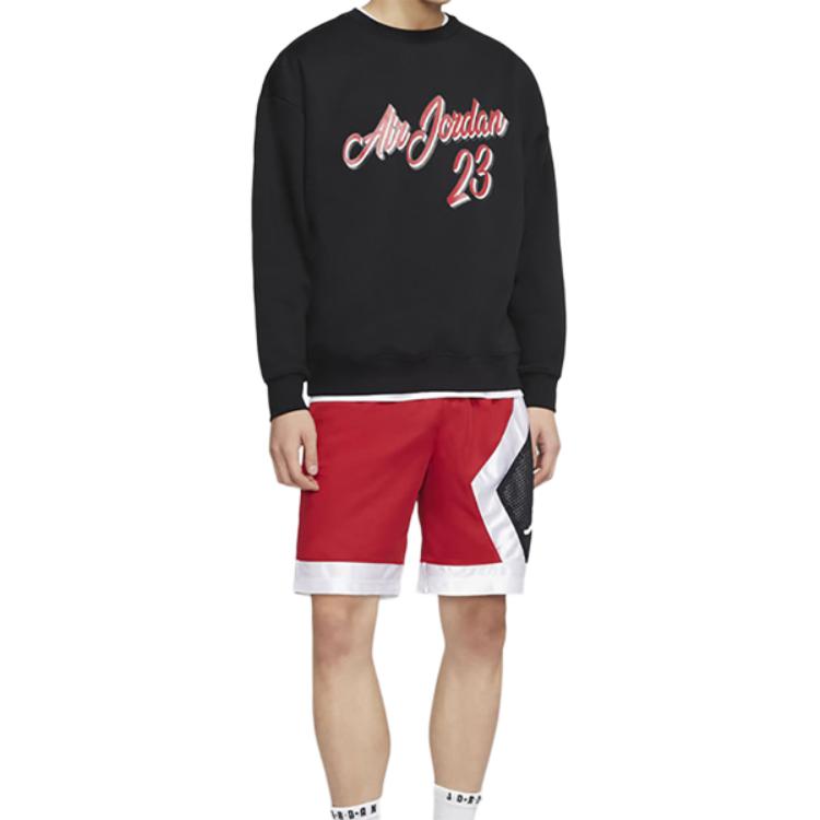 Jordan Remastered Print Fleece Crewneck Sweatshirt Men Tops Black CT6283-010