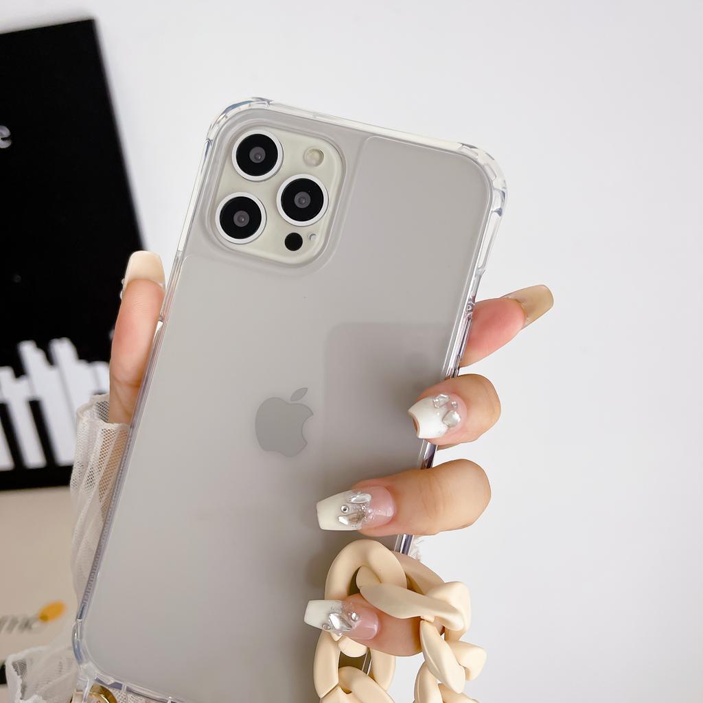 Colour Acrylic Chain Crossbody Shockproof Lanyard Phone Case For iPhone 15 16 pro 13 12 11 14 Pro Max Hand Chain Clear Cover