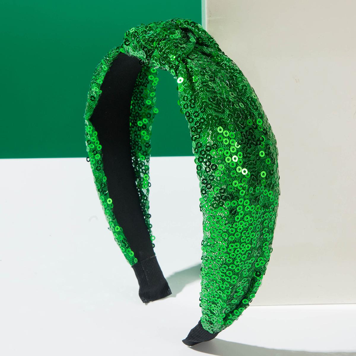 

Модная новая красная и зеленая рождественская повязка на голову для женщин, тканевая, с узлом, ручной работы, с пайетками, аксессуар для волос для рождественской вечеринки зелёный