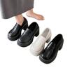 High Heel Platform Small Leather Shoes Women's Wedge Heel Heightening Shoes Summer Single Shoes
