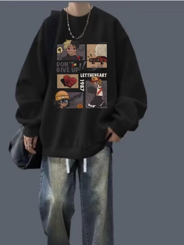 Men's Trendy Autumn/Winter Sweatshirt & Jeans Two-Piece Set for Teen Students
