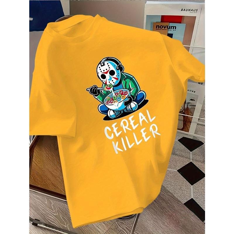 European sizes Children Cereal Killer Graphic T-Shirt - Casual Short Sleeve Tee with Cartoon Character Design, Summer ' Clothing,Comfortable ' Wear