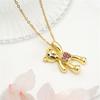 Cute Cartoon Bear Zircon Pendant Necklace Stainless Steel Chain High Grade Animal Choker Jewelry Party Gifts For Women Girls