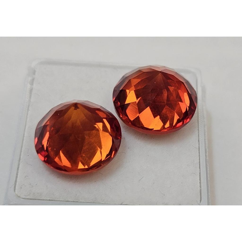 Stunning Natural Padparadscha Sapphire 21-22 Ct Round Cut Pair Loose Gemstone