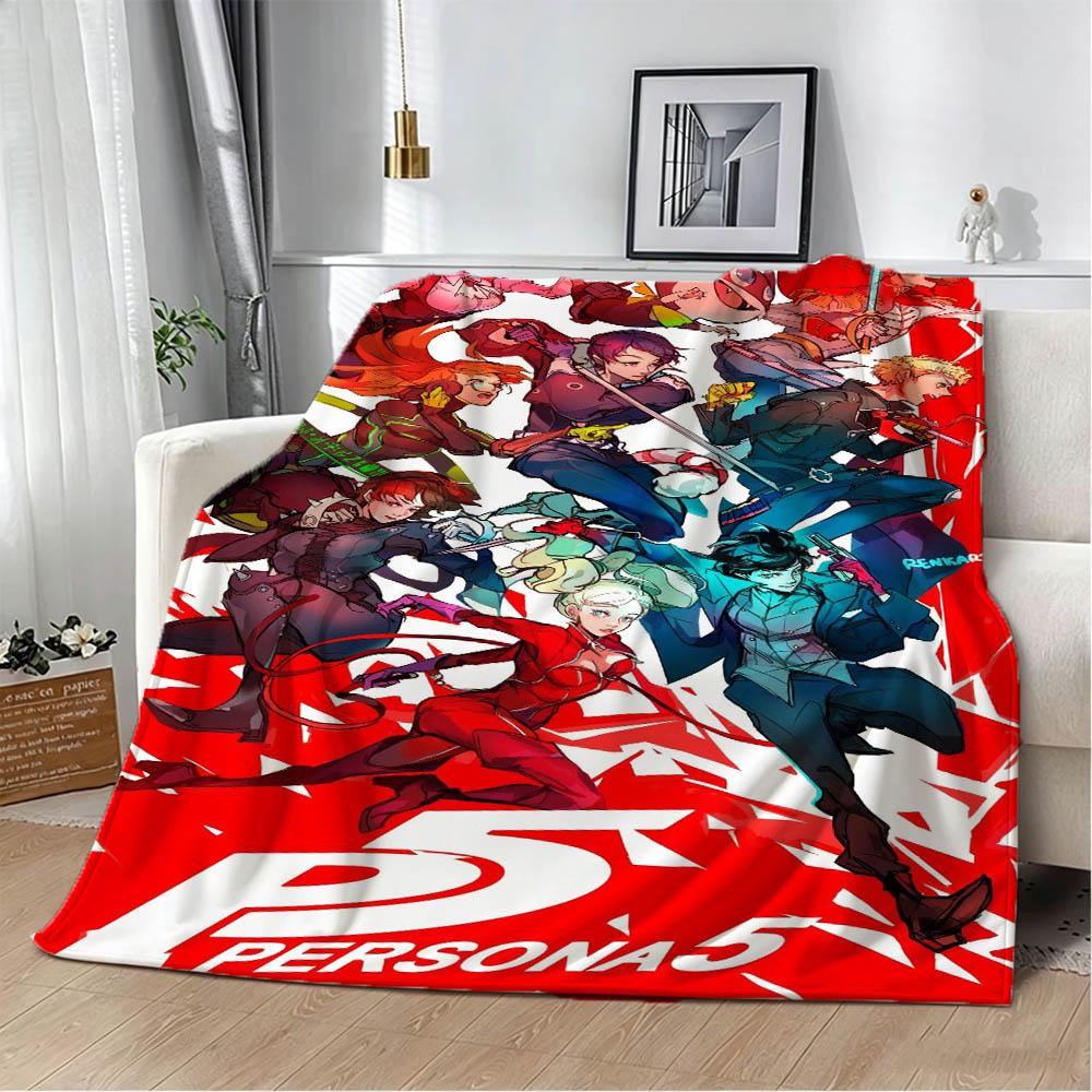 Game P-Persona-a 3 4 5 Royal Anima 3D Flannel Blanket Soft Throw Blanket Art For Home Decor Bedroom Bed Sofa Picnic Fans Gift
