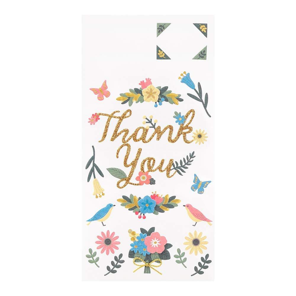 MIDORI Paper Craft Museum Title Sticker - Thank You Floral Pattern 82515006