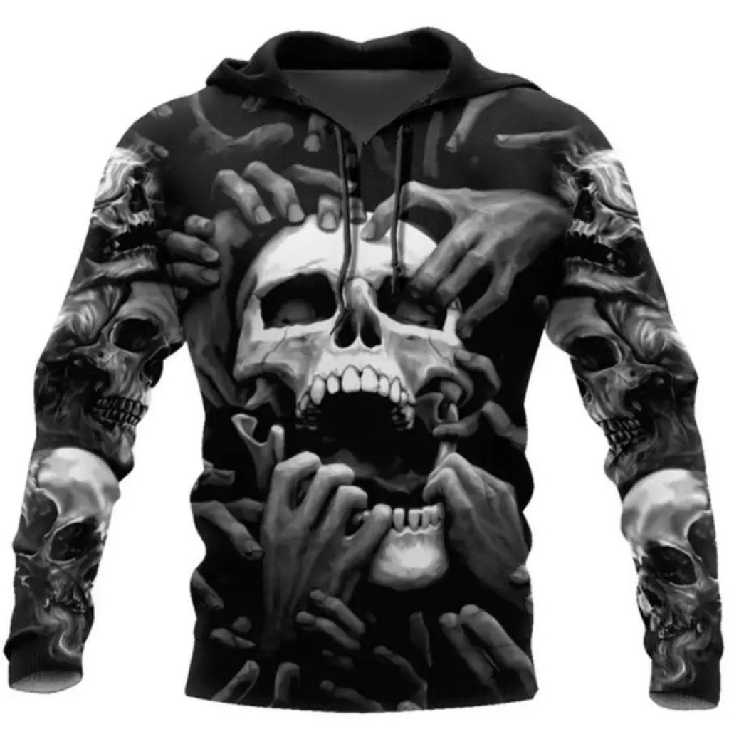 Neuer Totenkopf-Grafik Herren Hoodie Tops 3D Mode Unisex Sweatshirt Winter und Herbst Hip Hop Übergroße Freizeitkleidung