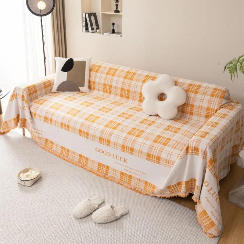 Plaid Sofa Cover Mat Throw Blanket Living Room Three Seats Sofa Couple Position  Modern Throw Camping Picnic Blanket