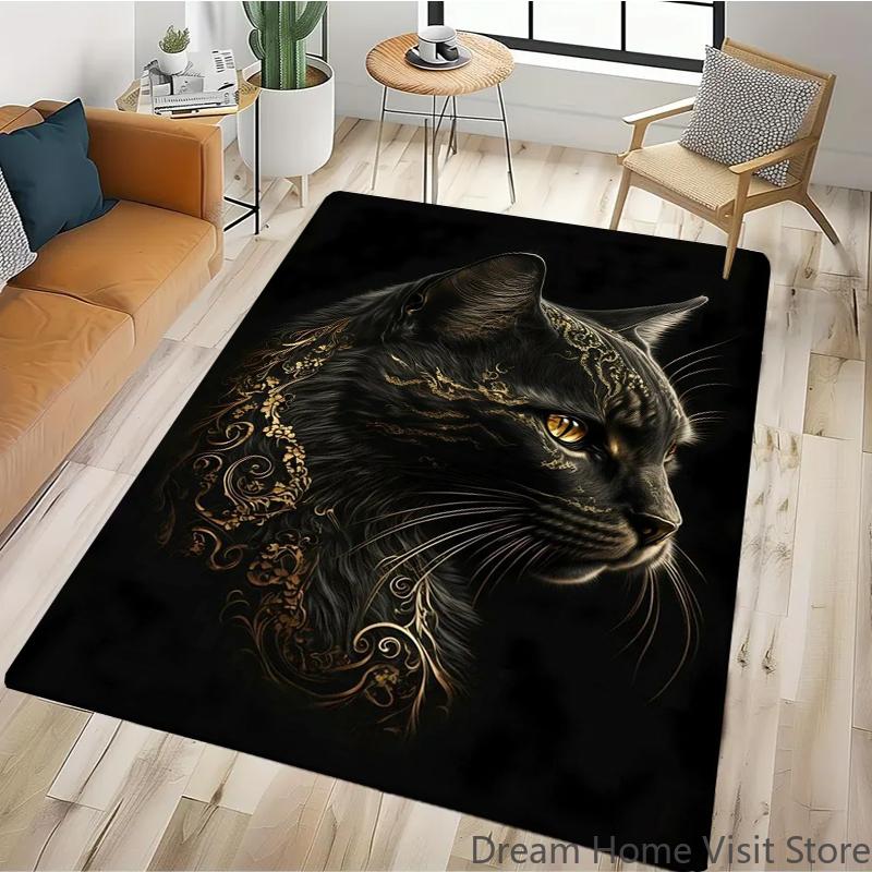 Black Gold Eagle Lion Carpet For Living Room Sofa Floor Cushions Modern Home Rug For Children's Bedroom Play Carpet Camping Mat
