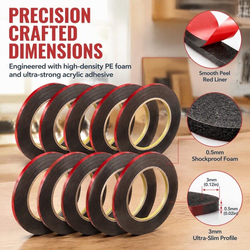 10pcs Self Adhesive Whiteboard Tape Black Graphic Grid Marker Tape Graphic Chart Marking