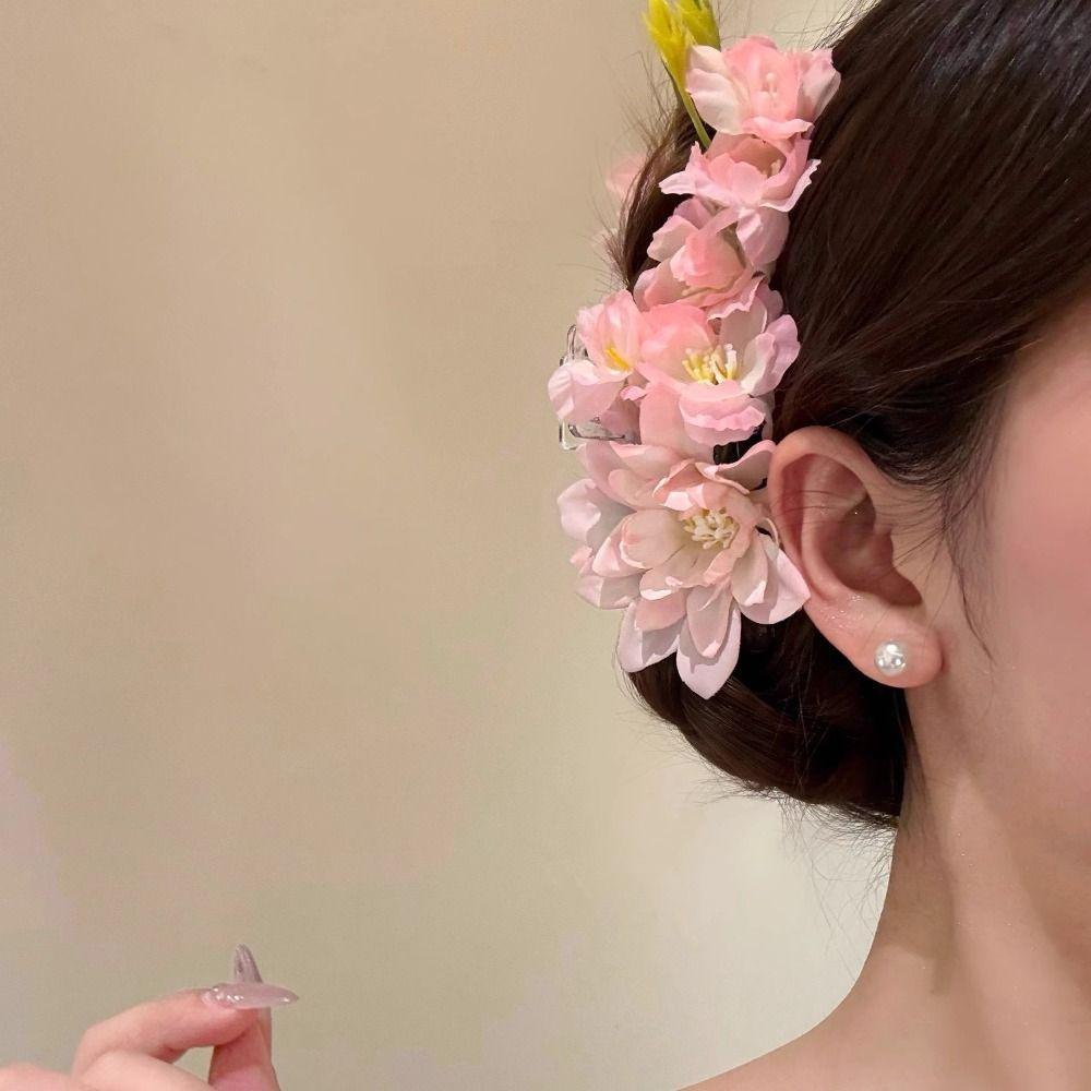 Sakura Hair Accessories Pink Hair Grasp New Flower Hairpin for Bun Side Updo