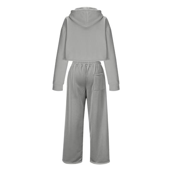 Women 2 Piece Outfits Long Sleeve Crop Hoodies Sweatsuits Casual Pullover Sweatshirts And Long Pants Set with Pockets