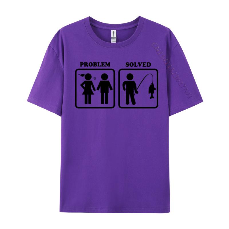 Clothing Problem Solved Funny Fishing Tshirt New Design All Cotton Tops Tees Cosie Men Luxury Designer