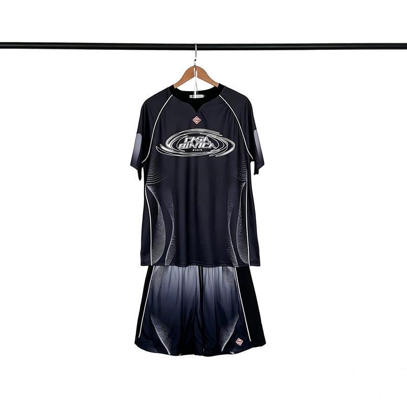 Marque tendance casablanca casa t-shirt de sport à manches courtes dégradé hommes et femmes shorts high street costume décontracté