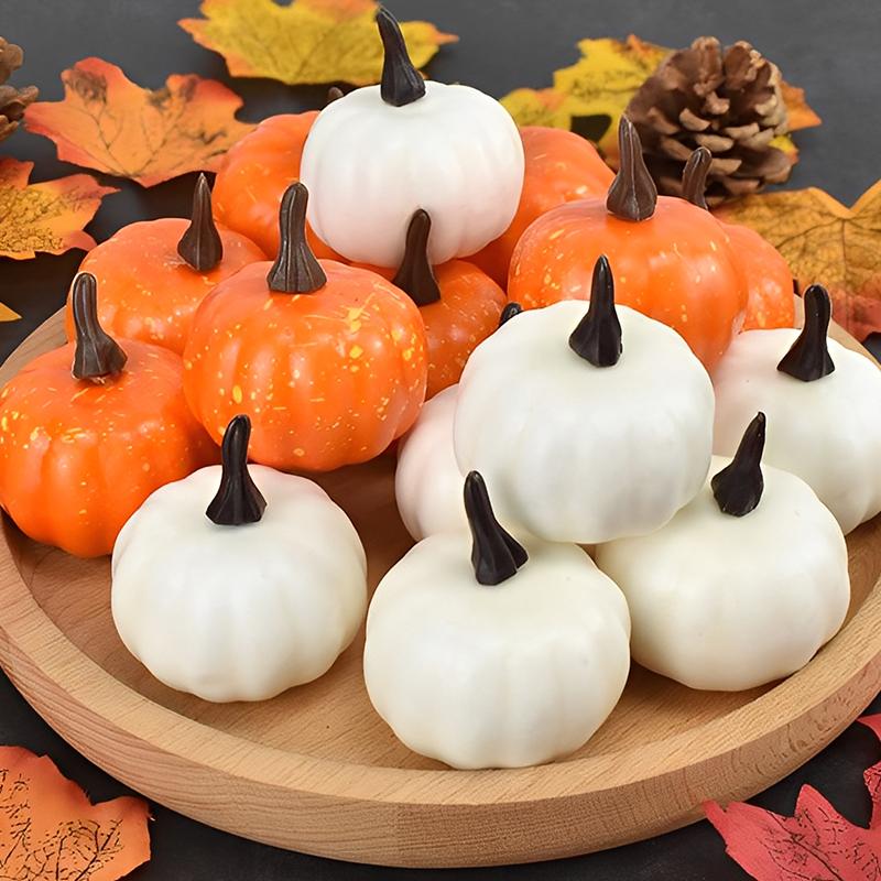 12PCS/Lot White Simulated Pumpkin DIY Material for Harvest Thanksgiving Halloween Home Party Atmosphere Decoration Handcraft ZYF