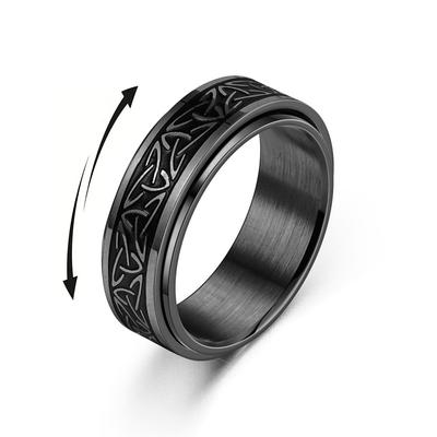 Viking Celtic Knot Rune Rings para homens Rotating Stainless Steel Anti Stress Anxiety Relife Spinning Ring Anillo Antiestres
