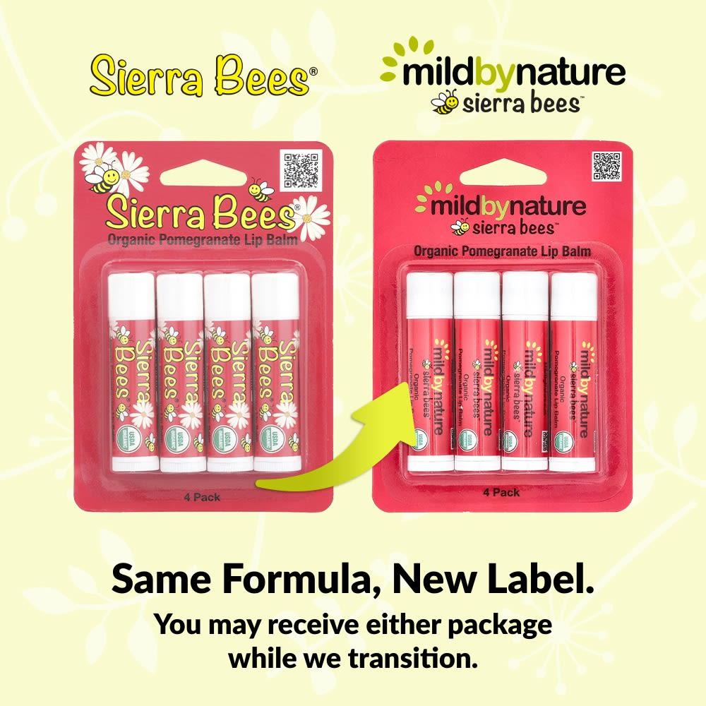 Mild By Nature, Sierra Bees™, Organic Lip Balm, Pomegranate, 4 Pack, 4.25g (0.15oz) Each