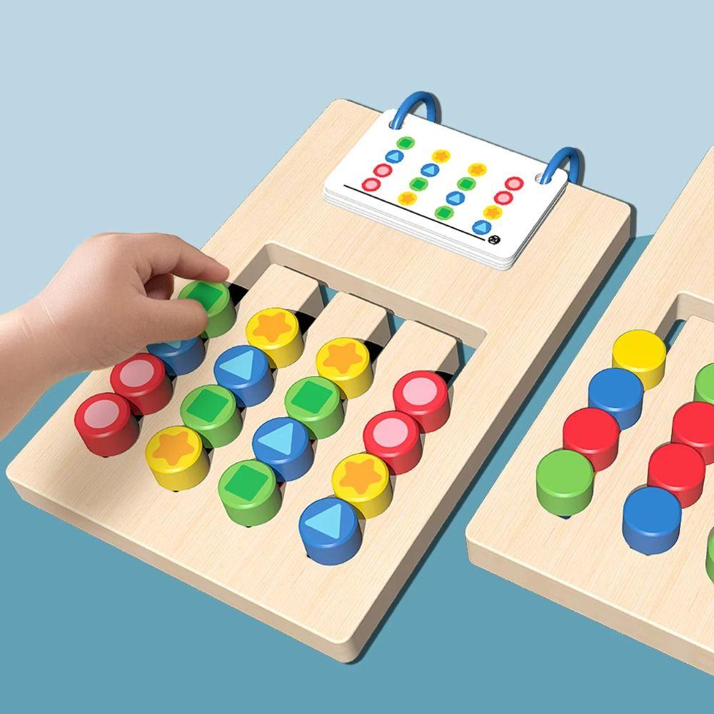 4-color Colors Matching Game Double Sided Wooden Thinking Develop Toys Montessori Hand-eye Coordination Colors Cognitive Puzzles