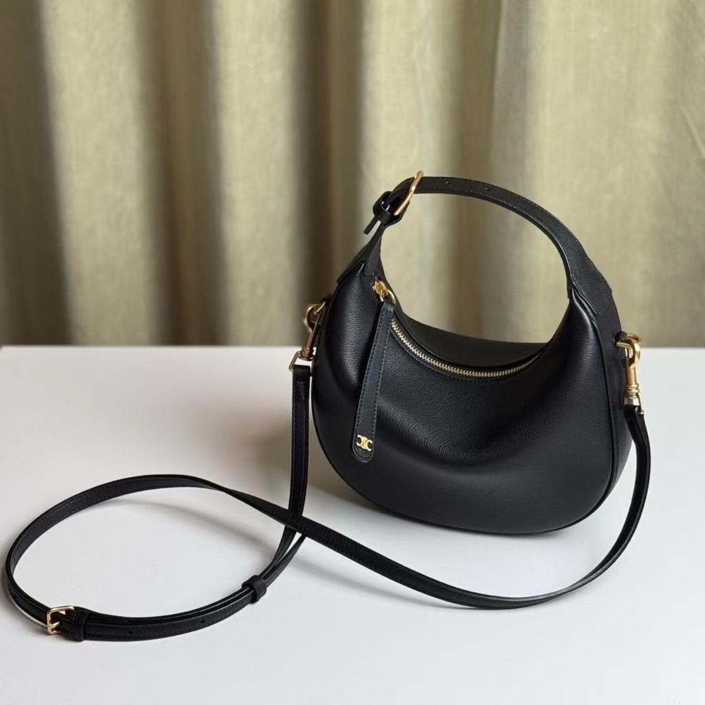 Cowhide crescent bag handbag underarm bag 2025 new casual shoulder bag messenger bag first layer women's bag mini