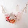 Woven Cotton Toy Net, Boho Wall Hanging Organizer, Handmade Storage Hammock for Stuffed Animals, Kids Room Nursery Decor
