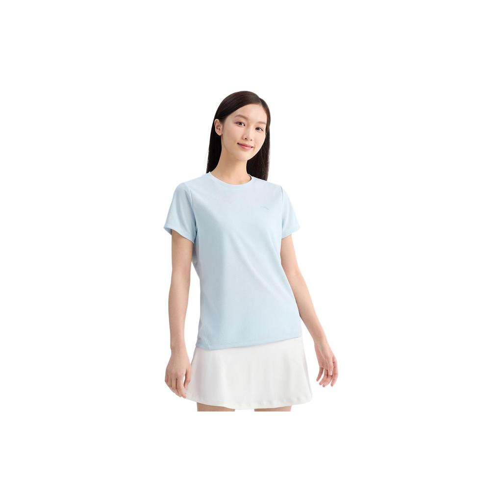 Anta Training Series Round Neck Solid Color Breathable Casual Short Sleeve T-Shirt Women Tops Dream-Shadow-Blue 962427101-1