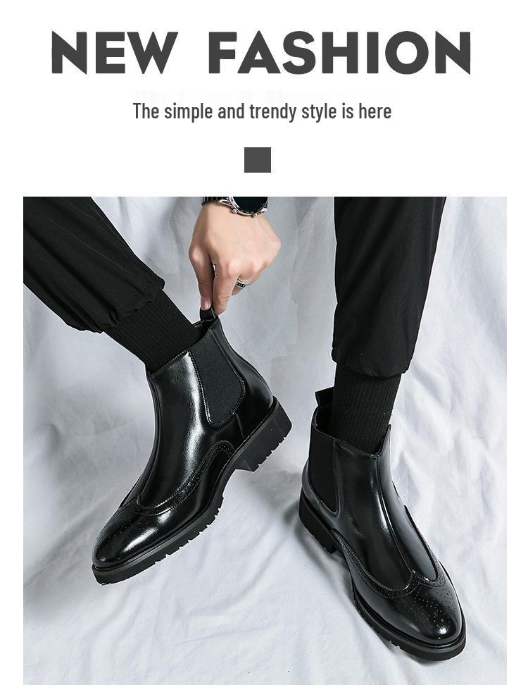 Men's Chelsea Boots: Color-Rubbed High-Top Leather, Outdoor Lace-Up, Plus Size, Autumn/Winter Fashion