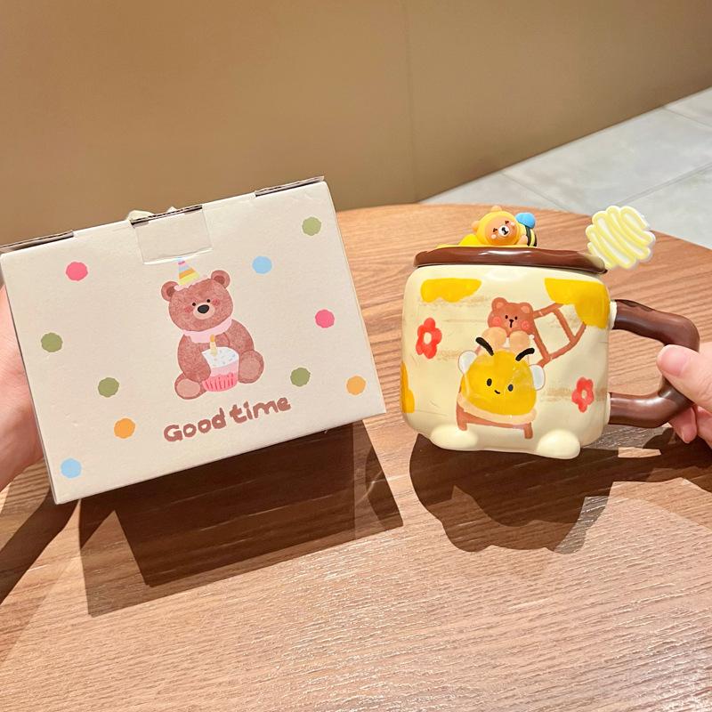 Creative Cute Little Bear Ceramic Mug for Birthday Gift for Sisters and Girlfriends