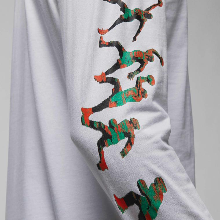 Jordan Character Print Crew Neck Long Sleeve Sport Tee Men Tops White FB7455-100