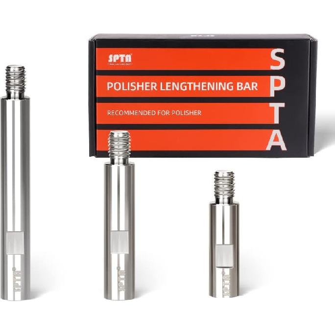 SPTA Stainless Steel Rotary Extension Shaft Set, 75mm,100mm,140mm, 5/8 -11 Thread for Rotary Polisher,Car Polisher,Polishing Pads,Backing Plate