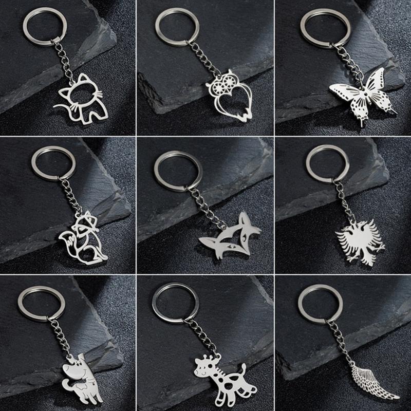 Unique Animal Pendant Keychain Stainless Steel Jewelry Gift Ornament For Women Best Friend Souvenir Birthday