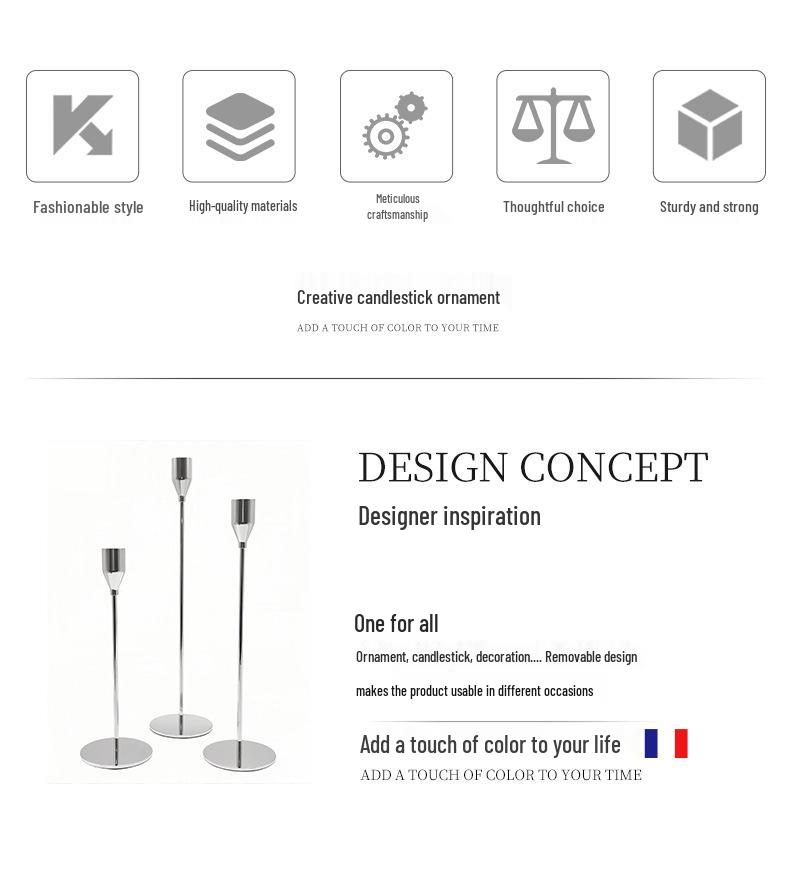 Gold-Plated Metal Candle Holder, Small Iron Art for Dining Table and Christmas Home Decoration