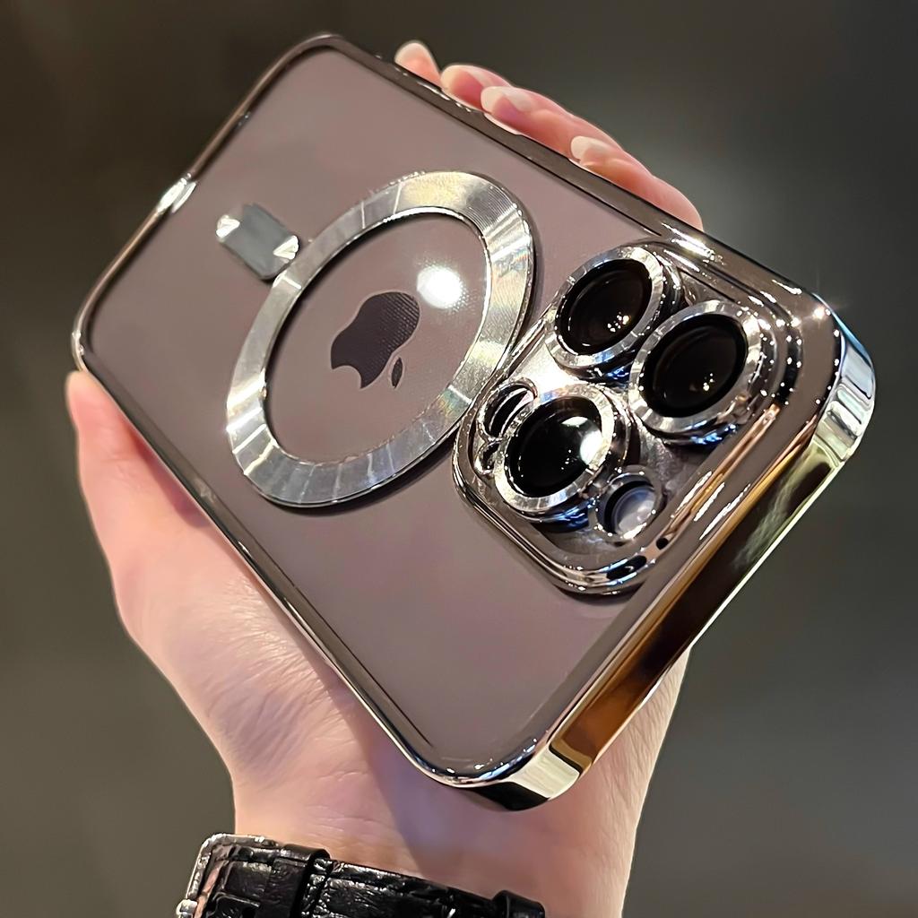 Gjennomsiktig galvanisert magnetisk deksel til iPhone 16 Pro Max 16 Plus 14 13 12 11 15 Pro Max For Magsafe trådløs lading telefondeksel