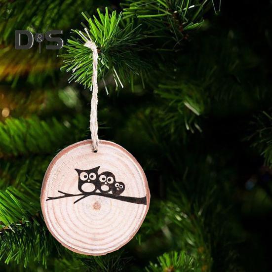 Natural Wood Tree Discs 9-10cm Pre-Drilled Wooden Discs 1cm Thick Smooth Wood Slices for DIY Crafts Wedding Wall Decorations