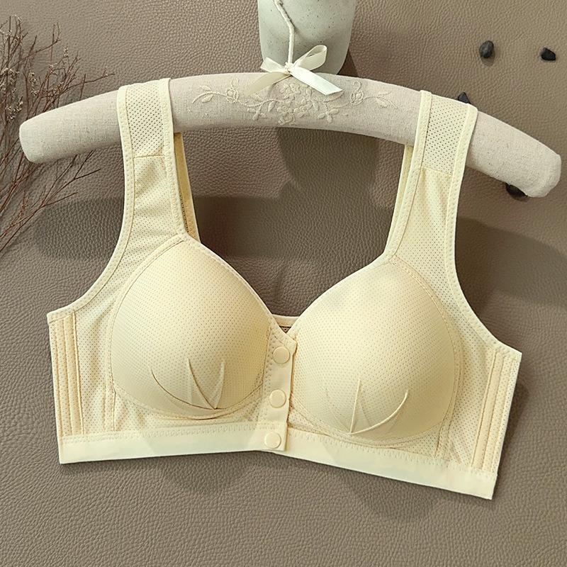 חזייה ללא ברזלים עם סגירה קדמית: מרים ותומך בשומן צדדי - תחתונים נוחים לשינה לנשים בגיל הביניים ומבוגרות