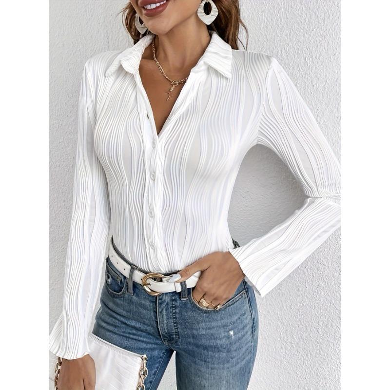 

YYFS женские модные повседневные весенне-осенние однотонные рубашки-поло с длинным рукавом с принтом и воротником, блузки и рубашки XXL белый