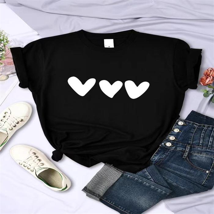 

Short-sleeved T-shirt European and American summer new women s fashion casual home commuting versatile round neck short-sleeved T-shirt 5XL чорний