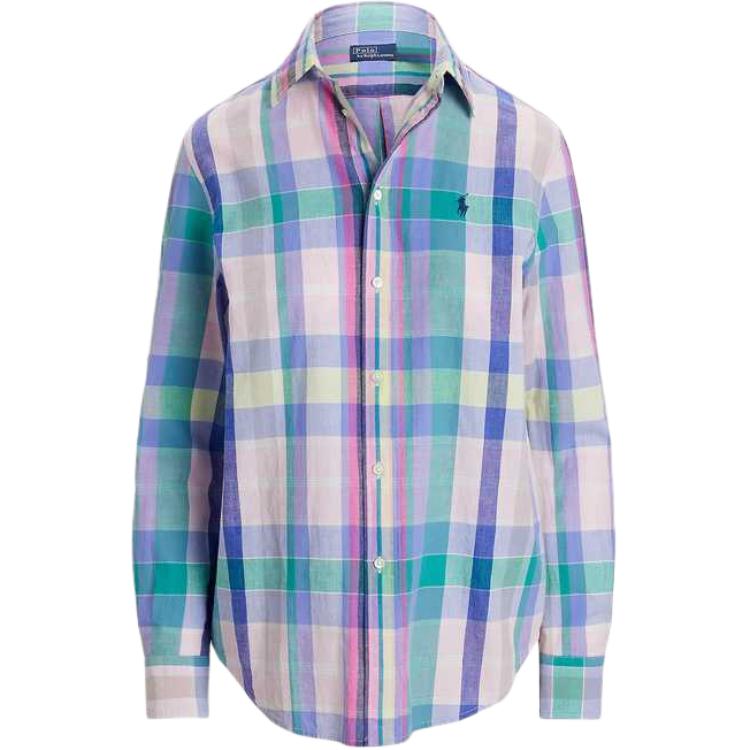 

Polo Ralph Lauren Рубашка женская хлопковая в клетку свободного кроя с вышивкой пони Многоцветный WMPOSHTNDO20839-999 XS