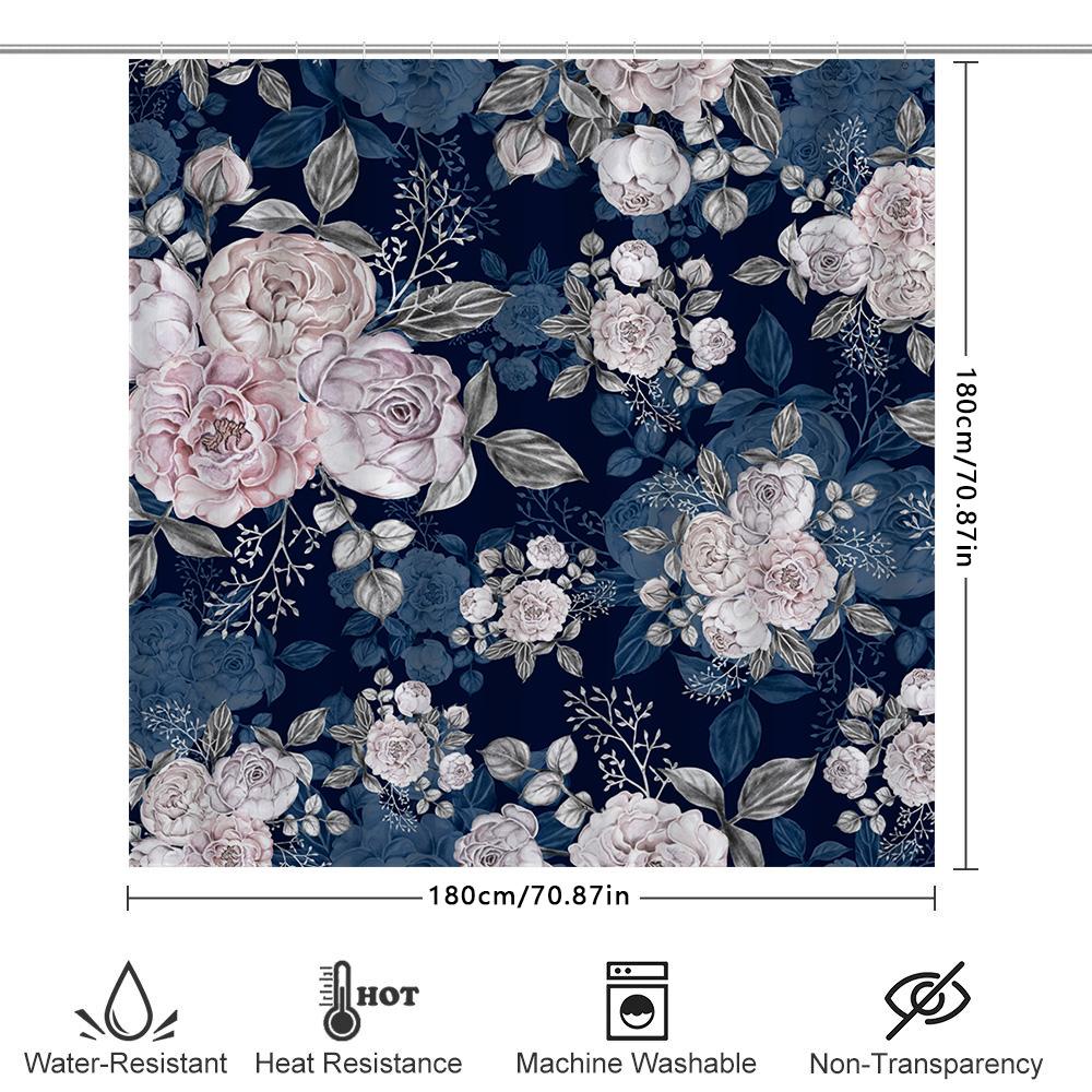 Leaves Pattern Shower Curtain Waterproof Fabric For Bathroom Decorations Various Colors Available Easy Installation With Hook Ri