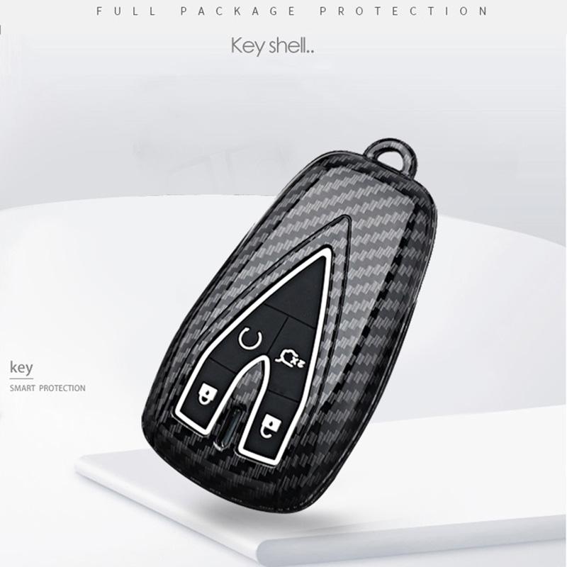 Carbon Fiber Abs Car Key Case Cover Shell For Changan Unit Unik Cs35Plus Cs55 Plus Cs75 Plus Oshan X7 X5 Car Accessories