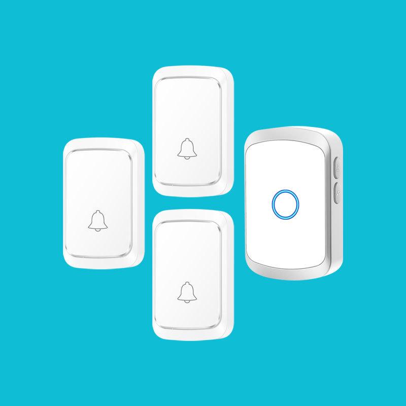 Ding Dong Wireless Doorbell for Home, Battery & DC Powered, No Plug-in, Includes 1 Receiver & 3 Transmitters