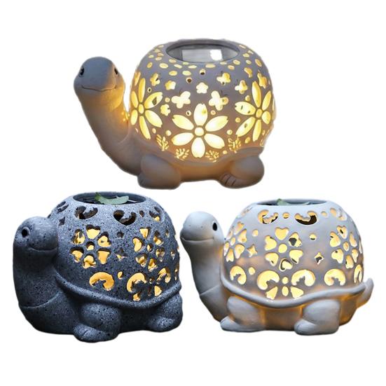 Turtle Statue Solar Light, Waterproof Turtle Glowing Solar Garden Lantern with Cutout Shell, Cute Decorative Lighting for Yard, Patio, Porch, Lawn,