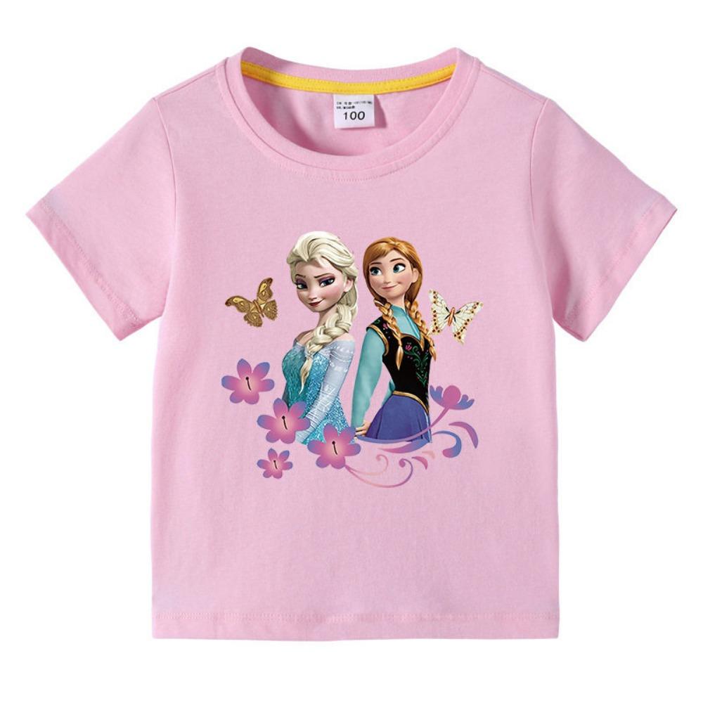 Children's T-shirt Frozen Princess Print Pure Cotton Breathable Parent-child Outfit Fashionable Cool Top 2026 Summer New Item