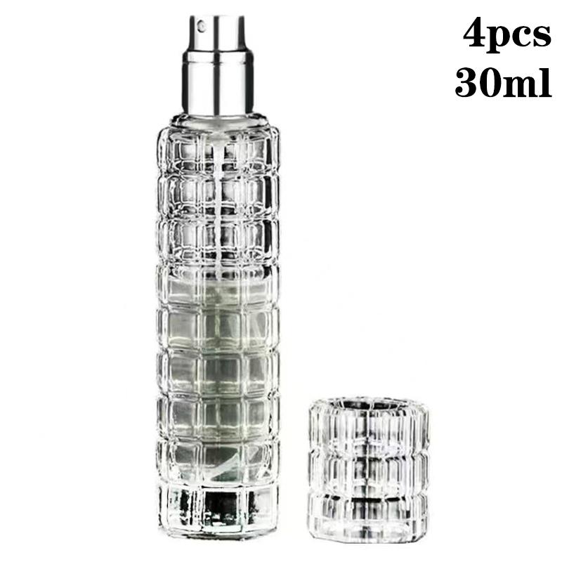 4Pcs 30Ml Glass Thick Bottom Cylinder Spray Perfume Bottle Empty Cosmetic Container Travel Portable Perfume Atomizer Bottle A