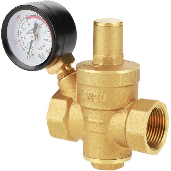 Pressure Reducer DN20 Brass Adjustable Water Pressure Regulator Reducer with Meter